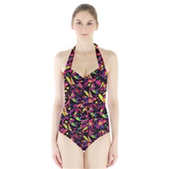 Colorful Dragonflies Design Halter Swimsuit by Valentinaart