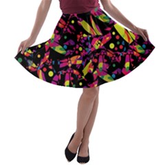 Colorful Dragonflies Design A-line Skater Skirt by Valentinaart