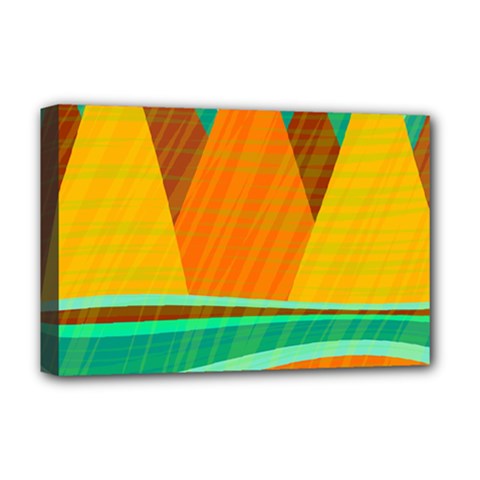 Orange And Green Landscape Deluxe Canvas 18  X 12   by Valentinaart