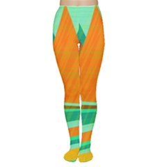 Orange And Green Landscape Women s Tights by Valentinaart