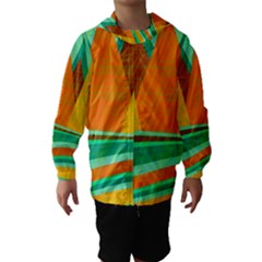 Orange And Green Landscape Hooded Wind Breaker (kids) by Valentinaart