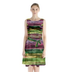 Colorful Marble Sleeveless Chiffon Waist Tie Dress by Valentinaart