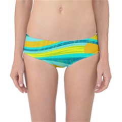 Yellow And Blue Decorative Design Classic Bikini Bottoms by Valentinaart