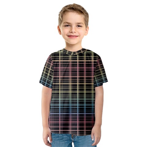 Neon Plaid Design Kids  Sport Mesh Tee by Valentinaart