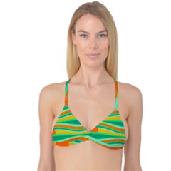 Green And Orange Decorative Design Reversible Tri Bikini Top by Valentinaart