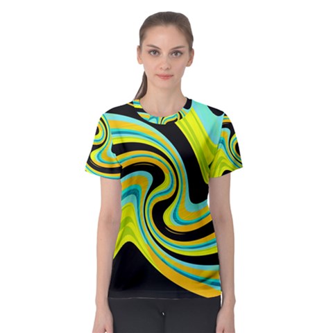 Blue And Yellow Women s Sport Mesh Tee by Valentinaart