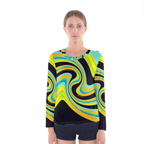 Blue And Yellow Women s Long Sleeve Tee by Valentinaart