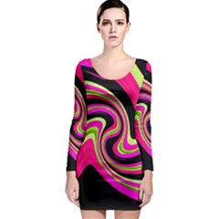 Magenta And Yellow Long Sleeve Bodycon Dress by Valentinaart