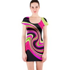 Magenta And Yellow Short Sleeve Bodycon Dress by Valentinaart