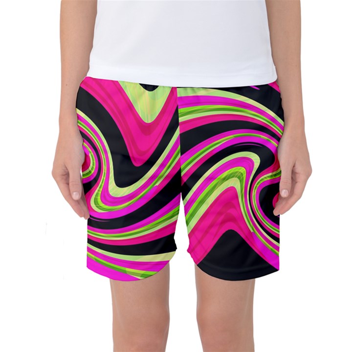 Magenta and yellow Women s Basketball Shorts