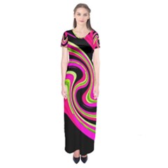 Magenta And Yellow Short Sleeve Maxi Dress by Valentinaart