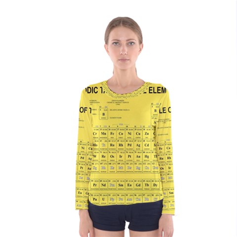 Periodic Table In Yellow Women s Long Sleeve Tee by fashionnarwhal