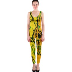 Gentle Yellow Abstract Art Onepiece Catsuit by Valentinaart