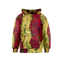 Maroon And Ocher Abstract Art Kids  Zipper Hoodie by Valentinaart