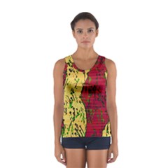 Maroon And Ocher Abstract Art Women s Sport Tank Top  by Valentinaart