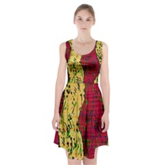 Maroon And Ocher Abstract Art Racerback Midi Dress