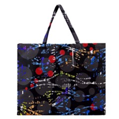 Blue Confusion Zipper Large Tote Bag by Valentinaart