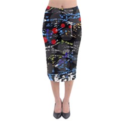 Blue Confusion Midi Pencil Skirt by Valentinaart