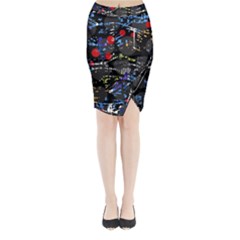 Blue Confusion Midi Wrap Pencil Skirt by Valentinaart