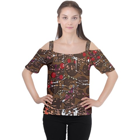 Brown Confusion Women s Cutout Shoulder Tee by Valentinaart