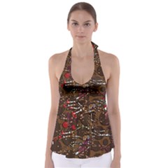 Brown Confusion Babydoll Tankini Top by Valentinaart