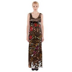 Brown Confusion Maxi Thigh Split Dress by Valentinaart