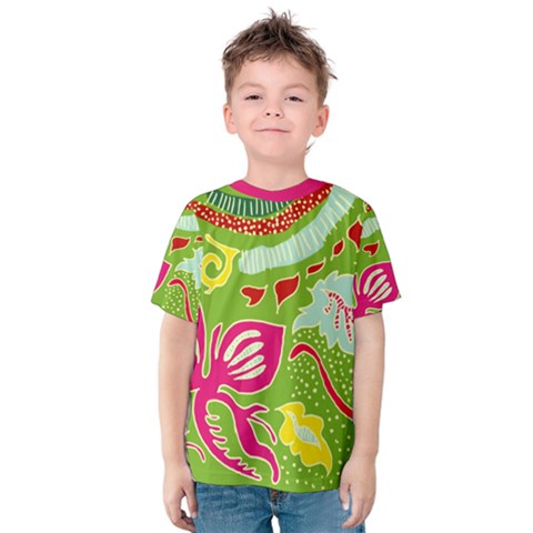 Green Organic Abstract Kids  Cotton Tee by DanaeStudio