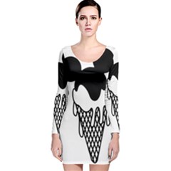 Blackandwhite Mickey Icecream Long Sleeve Velvet Bodycon Dress by XOOXOO