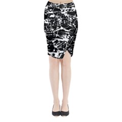 Black And White Confusion Midi Wrap Pencil Skirt by Valentinaart