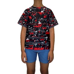 Red Symphony Kids  Short Sleeve Swimwear by Valentinaart