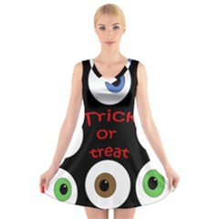 Trick Or Treat  V-neck Sleeveless Skater Dress by Valentinaart