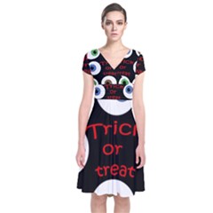 Trick Or Treat  Short Sleeve Front Wrap Dress by Valentinaart