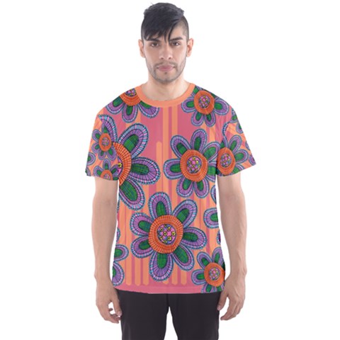 Colorful Floral Dream Men s Sport Mesh Tee by DanaeStudio