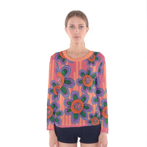 Colorful Floral Dream Women s Long Sleeve Tee by DanaeStudio