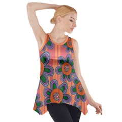 Colorful Floral Dream Side Drop Tank Tunic by DanaeStudio