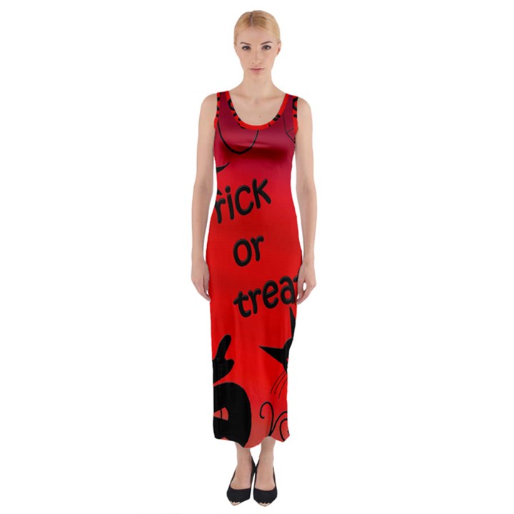 Trick or treat - Halloween landscape Fitted Maxi Dress