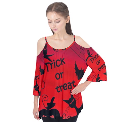 Trick Or Treat - Halloween Landscape Flutter Tees by Valentinaart