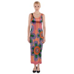 Colorful Floral Dream Fitted Maxi Dress by DanaeStudio