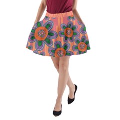 Colorful Floral Dream A-line Pocket Skirt by DanaeStudio