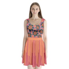 Colorful Floral Dream Split Back Mini Dress  by DanaeStudio