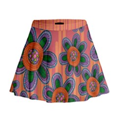 Colorful Floral Dream Mini Flare Skirt by DanaeStudio