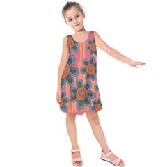 Colorful Floral Dream Kids  Sleeveless Dress by DanaeStudio