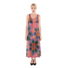 Colorful Floral Dream Sleeveless Maxi Dress by DanaeStudio