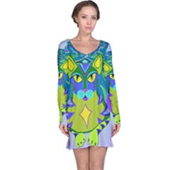 Peacock Tabby Long Sleeve Nightdress by jbyrdyoga