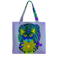 Peacock Tabby Zipper Grocery Tote Bag