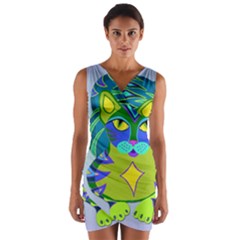 Peacock Tabby Wrap Front Bodycon Dress by jbyrdyoga