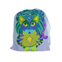 Peacock Tabby Drawstring Pouches (extra Large) by jbyrdyoga