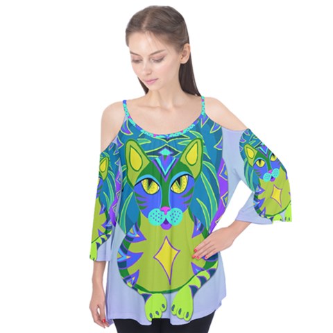 Peacock Tabby Flutter Tees by jbyrdyoga