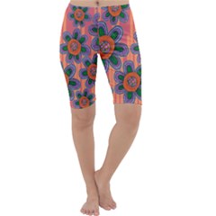 Colorful Floral Dream Cropped Leggings  by DanaeStudio