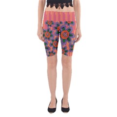 Colorful Floral Dream Yoga Cropped Leggings by DanaeStudio